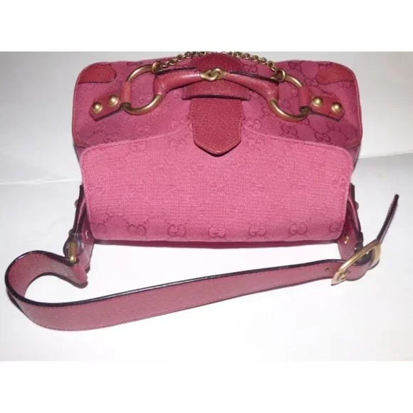 Gucci pink Guccissima leather Horse-bit chain saddle bag - Picture 9 of 11